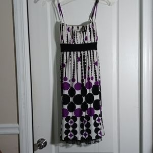 White, Purple, and Black Spaghetti Strap Dress